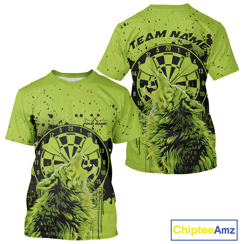 Custom Grunge Splatter Olive Green Wolf Dart Men T-Shirts, Wolf Dart Team Jerseys IPHW10019