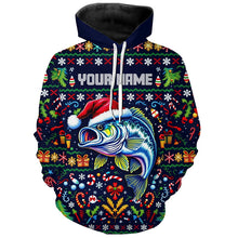 Load image into Gallery viewer, Custom Largemouth Bass Fishing Ugly Sweater Pattern Style All Over Shirts Christmas Fishing Shirt IPHW7967