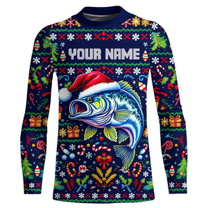 Custom Largemouth Bass Fishing Ugly Sweater Pattern Style All Over Shirts Christmas Fishing Shirt IPHW7967