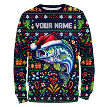 Load image into Gallery viewer, Custom Largemouth Bass Fishing Ugly Sweater Pattern Style All Over Shirts Christmas Fishing Shirt IPHW7967