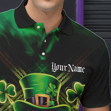 Load image into Gallery viewer, Custom Saint Patricks Day Leprechaun Skull Bowling Polo Shirts, Lucky Bowling Team Shirt IPHW8582