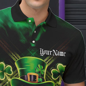 Custom Saint Patricks Day Leprechaun Skull Bowling Polo Shirts, Lucky Bowling Team Shirt IPHW8582