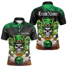 Load image into Gallery viewer, Custom Saint Patricks Day Leprechaun Skull Bowling Polo Shirts, Lucky Bowling Team Shirt IPHW8582