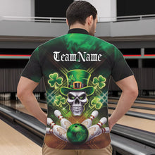 Load image into Gallery viewer, Custom Saint Patricks Day Leprechaun Skull Bowling Quarter-Zip Shirts, Lucky Bowling Team Shirt IPHW8582