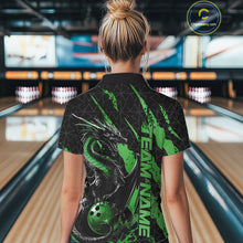 Load image into Gallery viewer, Custom Black And Green Dragon Bowling Women Polo Shirts, Team Bowling Jerseys IPHW10750