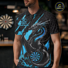 Load image into Gallery viewer, Custom Black And Blue Dragon Dart Men Polo Shirts, Team Dart Jerseys IPHW10753