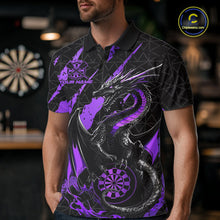 Load image into Gallery viewer, Custom Black And Purple Dragon Dart Men Polo Shirts, Team Dart Jerseys IPHW10754