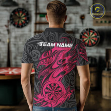 Load image into Gallery viewer, Custom Black And Pink Tribal Polynesian Dart Team Men Shirts, Niho Mano Dart Shirt IPHW10761