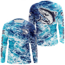 Load image into Gallery viewer, Custom Chinook King Salmon Saltwater Long Sleeve Fishing Shirts, Ocean Camo Salmon Fishing Jerseys IPHW6068