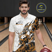 Load image into Gallery viewer, Custom Yellow Camo Bowling Men Polo Shirt, Bowling Ball Pattern Team Jerseys IPHW10988