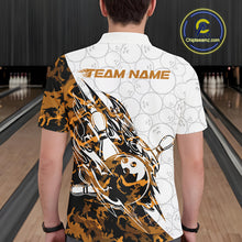 Load image into Gallery viewer, Custom Yellow Camo Bowling Men Polo Shirt, Bowling Ball Pattern Team Jerseys IPHW10988