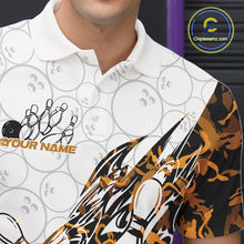Load image into Gallery viewer, Custom Yellow Camo Bowling Men Polo Shirt, Bowling Ball Pattern Team Jerseys IPHW10988