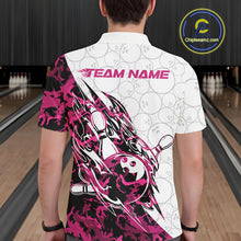 Load image into Gallery viewer, Custom Pink Camo Bowling Men Polo Shirt, Bowling Ball Pattern Team Jerseys IPHW10992
