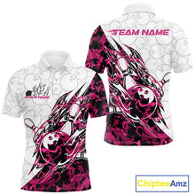 Load image into Gallery viewer, Custom Pink Camo Bowling Men Polo Shirt, Bowling Ball Pattern Team Jerseys IPHW10992