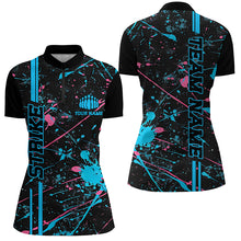 Load image into Gallery viewer, Custom Blue And Pink Strike Bowling Team Shirts, Camo Bowling League ladies Jerseys IPHW6430