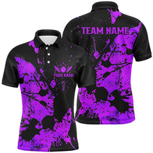Load image into Gallery viewer, Custom Name Black And Purple Bowling Team Shirts For Men And Women, Bowling League Jerseys IPHW6432