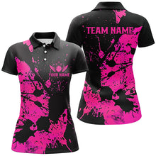 Load image into Gallery viewer, Custom Name Black And Pink Bowling Team Shirts For Women, Bowling League Jerseys IPHW6433