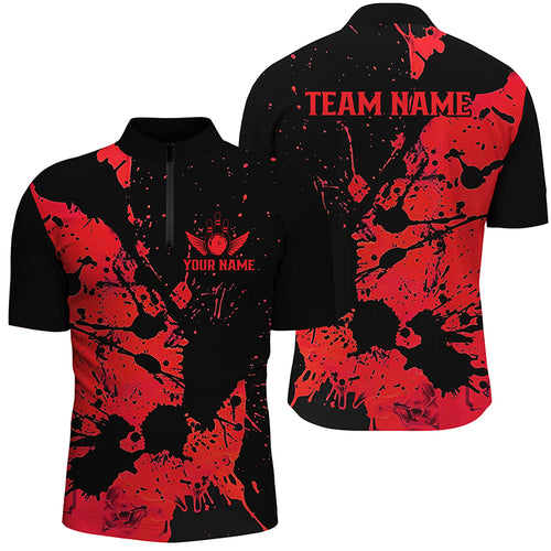 Custom Name Black And Red Bowling Team Shirts For Men And Women, Bowling League Jerseys IPHW6434