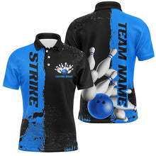Load image into Gallery viewer, Black And Blue Strike Bowling Team Shirts For Men And Women, Custom Bowling Jerseys For Bowlers IPHW6437