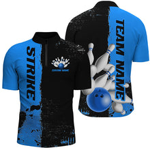 Load image into Gallery viewer, Black And Blue Strike Bowling Team Shirts For Men And Women, Custom Bowling Jerseys For Bowlers IPHW6437