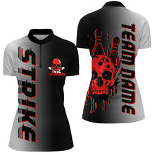 Load image into Gallery viewer, Custom Strike Bowling Team Shirts For Women, Skull Bowling Jerseys With Team Name | Red IPHW6440
