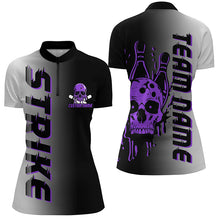 Load image into Gallery viewer, Custom Strike Bowling Team Shirts For Women, Skull Bowling Jerseys With Team Name | Purple IPHW6441