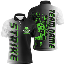 Load image into Gallery viewer, Custom Strike Bowling Team Shirts For Men And Women, Skull Bowling Jerseys With Team Name | Green IPHW6442