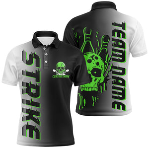 Custom Strike Bowling Team Shirts For Men And Women, Skull Bowling Jerseys With Team Name | Green IPHW6442