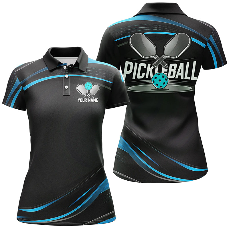 Black And Blue Custom Womens Pickleball Shirts, Personalized Pickleball Jerseys IPHW6944
