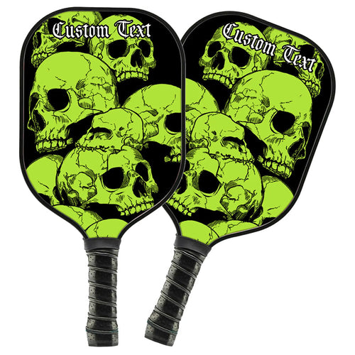 Black And Green Skulls Customized Picklebal Paddle, Team Pikcleball Paddles Halloween Pickleball Gifts IPHW7486