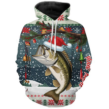 Load image into Gallery viewer, Custom Christmas Largemouth Bass Fishing Shirts, Xmas Bass Fishing Shirt For Men, Women And Kid IPHW7972