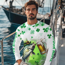 Load image into Gallery viewer, Custom St Patrick&#39;s Day Shamprock Crappie Long Sleeve Tournament Fishing Shirts IPHW8388