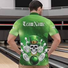 Load image into Gallery viewer, Custom Celtic St Patricks Day Bowling Quarter-Zip Team Shirts For Men, Shamprock Skull Bowling Shirt IPHW8589