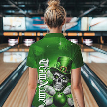 Load image into Gallery viewer, Custom Green Leprechaun Skull St Patricks Bowling Womens Quarter-Zip Shirt, Lucky Shirt IPHW8595