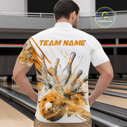 Custom Black And Yellow Men Bowling Team Shirts, Bowling League Shirt Bowlers Outfit IPHW10784