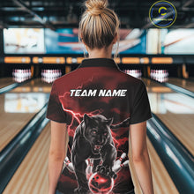 Load image into Gallery viewer, Red Thunder Lightning Custom Panther Women Bowling Shirts, Panther Bowling Jerseys IPHW10790