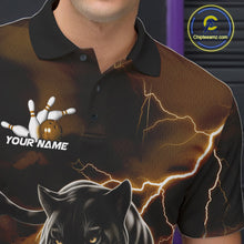 Load image into Gallery viewer, Yellow Thunder Lightning Custom Panther Men Bowling Polo Shirts, Panther Bowling Jerseys IPHW10792