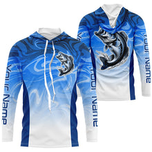 Load image into Gallery viewer, Custom Bass Long Sleeve Tournament Fishing Shirts, Blue Wave Camo Bass Fishing Jerseys IPHW6091