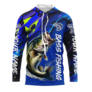 Personalized Largemouth Bass Long Sleeve Tournament Fishing Shirts, Water Camo Bass Fishing Jerseys IPHW6094