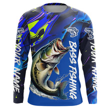 Load image into Gallery viewer, Personalized Largemouth Bass Long Sleeve Tournament Fishing Shirts, Water Camo Bass Fishing Jerseys IPHW6094