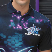Load image into Gallery viewer, Custom Hexagon Holographic Bowling Team Men Polo Shirts, Galaxy Bowling League Shirt IPHW8903