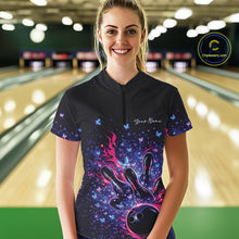 Load image into Gallery viewer, Custom Colorful Elegant Butterfly Bowling Women Quarter-Zip Shirt, Flame Bowlers Jersey IPHW11012