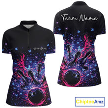 Load image into Gallery viewer, Custom Colorful Elegant Butterfly Bowling Women Quarter-Zip Shirt, Flame Bowlers Jersey IPHW11012