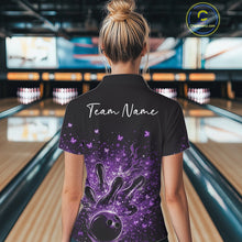 Load image into Gallery viewer, Custom Purple Elegant Butterfly Bowling Women Polo Shirt, Flame Bowlers Jersey IPHW11013