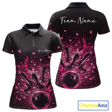 Load image into Gallery viewer, Custom Pink Elegant Butterfly Bowling Women Polo Shirt, Flame Bowlers Jersey IPHW11014