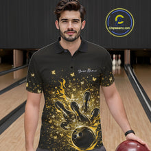 Load image into Gallery viewer, Custom Yellow Elegant Butterfly Bowling Men Polo Shirt, Flame Bowlers Jersey IPHW11015