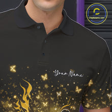 Load image into Gallery viewer, Custom Yellow Elegant Butterfly Bowling Men Polo Shirt, Flame Bowlers Jersey IPHW11015