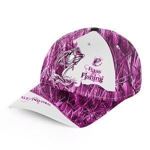 Bass Fishing Adjustable Baseball Trucker Angler Hat Cap, Personalized Fishing Gifts |Pink Camo IPHW4549