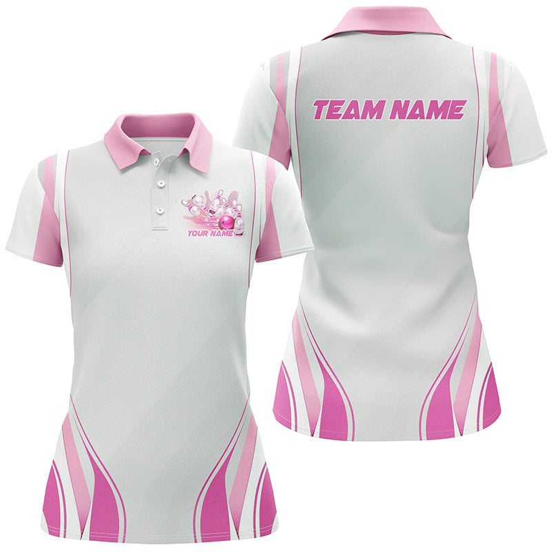 Pink Bowling Shirts For Women, Custom Name Bowling Uniforms Bowling Jerseys IPHW6957
