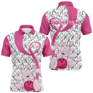 Custom Pink Ribbon Breast Cancer Bowling Shirts For Men, Breast Cancer Bowling Jersey IPHW7513